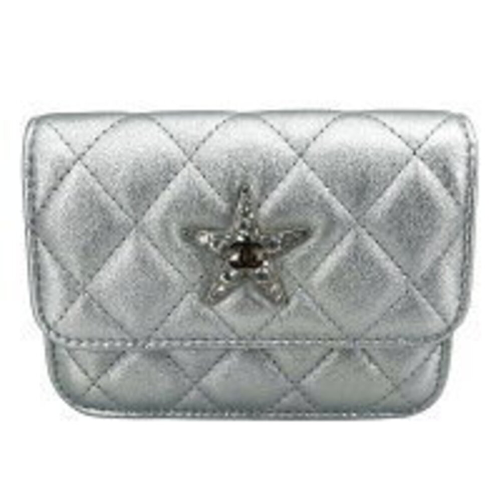 Chanel Coco Silver Bag Chain Matelasse Rhinestones Shoulder Star Mark